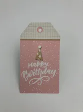 Happy Birthday, розовая, 8,8×5 см